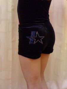 Girls Velour Gymnastics Shorts Diamante Motif