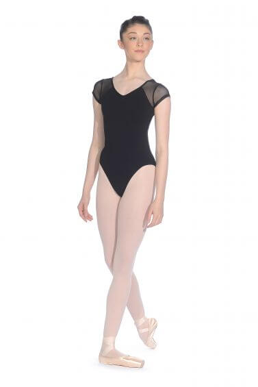 Black Cotton Cap Sleeved Leotard - Roch Valley CTCAP